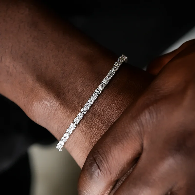 Chunky Bracelets for Men-Diamond Mixed Oval Cut Tennis Bracelet- 3mm