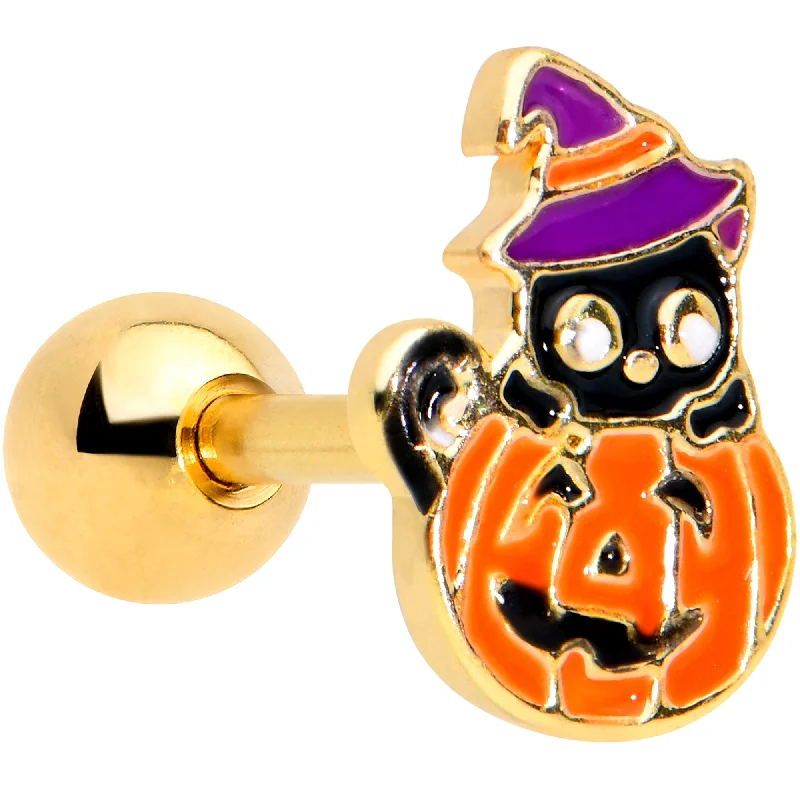 Women's Earrings – Elegant Designs for Every Personality--16 Gauge 1/4 Gold Tone Pumpkin Black Cat Halloween Cartilage Tragus Women's Earrings – Elegant Designs for Every Personality--16 Gauge 1/4 Gold Tone Pumpkin Black Cat Halloween Cartilage Tragus