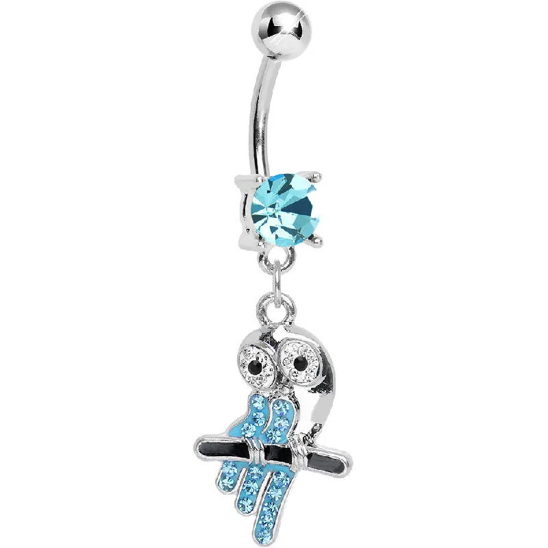 Elegant Belly Rings for Timeless Fashion -Aqua Gem Oddly Adorable Owl Dangle Belly Ring Elegant Belly Rings for Timeless Fashion -Aqua Gem Oddly Adorable Owl Dangle Belly Ring
