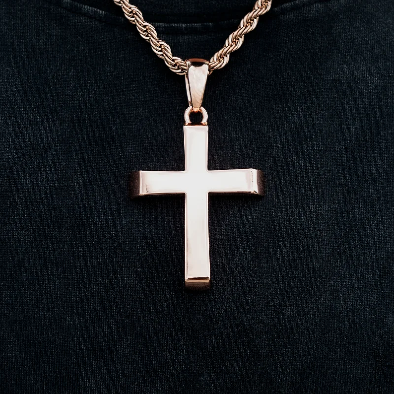 Exclusive Men's Necklaces & Pendants for the Modern Gentleman-Large Simple Cross Pendant in Rose Gold Exclusive Men's Necklaces & Pendants for the Modern Gentleman-Large Simple Cross Pendant in Rose Gold