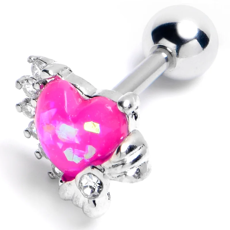 Women's Earrings – Elegant Designs for Every Personality--16 Gauge 1/4 Pink Faux Opal Sunny Heart Cartilage Tragus Earring Women's Earrings – Elegant Designs for Every Personality--16 Gauge 1/4 Pink Faux Opal Sunny Heart Cartilage Tragus Earring