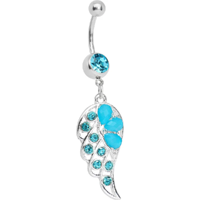 Belly Rings with Unique Designs for Special Looks -Aqua Gem Lovely Dove Wing Belly Ring Belly Rings with Unique Designs for Special Looks -Aqua Gem Lovely Dove Wing Belly Ring
