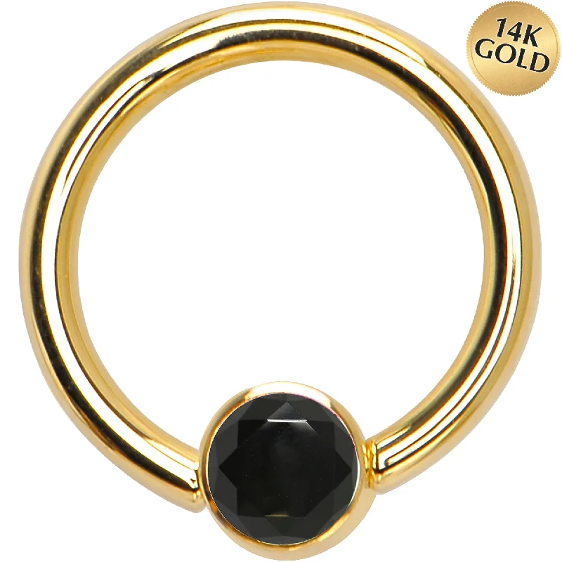 Chic Lip Rings for Fashionable Look14 Gauge 3/8 Solid 14KT Gold Black CZ Gem BCR Captive Ring Chic Lip Rings for Fashionable Look14 Gauge 3/8 Solid 14KT Gold Black CZ Gem BCR Captive Ring