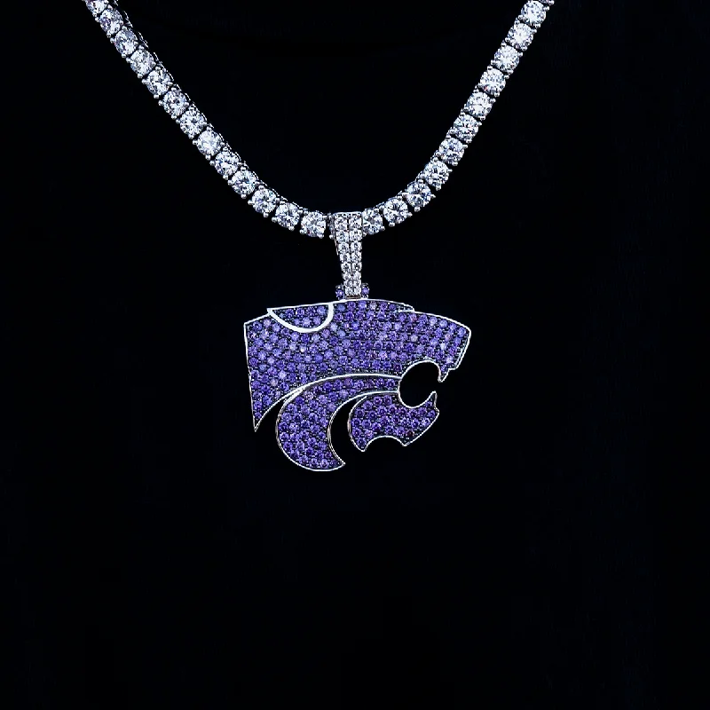 Unique Beaded Bracelets for Men with Natural Stones-Kansas State Wildcats Logo Pendant Unique Beaded Bracelets for Men with Natural Stones-Kansas State Wildcats Logo Pendant
