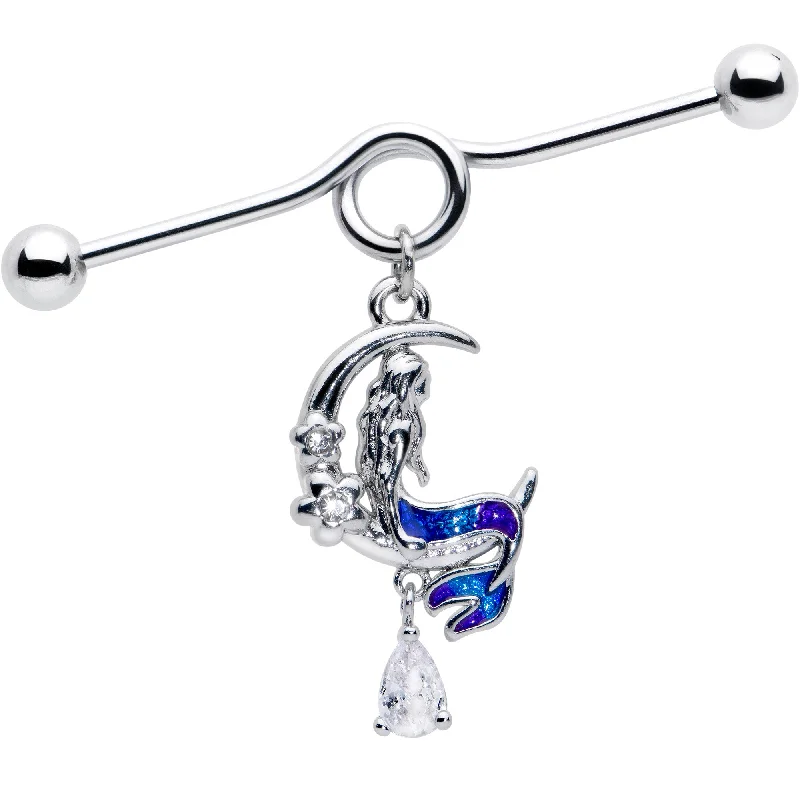 Women's Earrings – Elegant Designs for Every Personality--14 Gauge Clear Gem Floral Mermaid Moon Dangle Project Bar 38mm Women's Earrings – Elegant Designs for Every Personality--14 Gauge Clear Gem Floral Mermaid Moon Dangle Project Bar 38mm