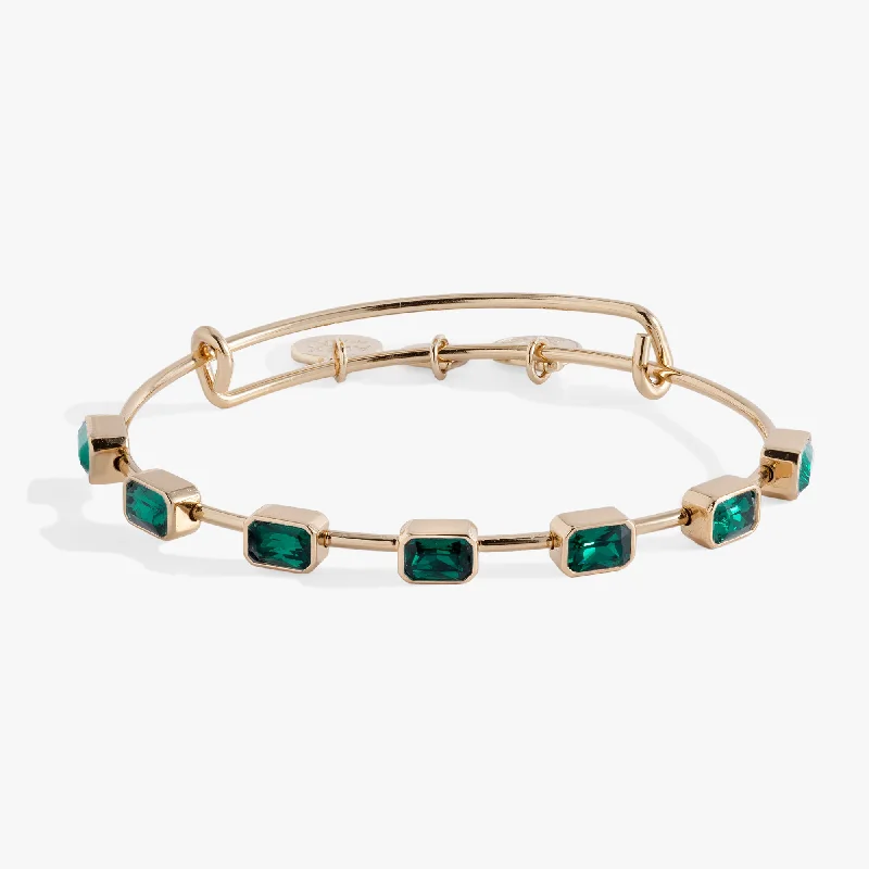 Elegant Thin Bangle Bracelets for Women-May Birthstone Emerald Cut Bangle