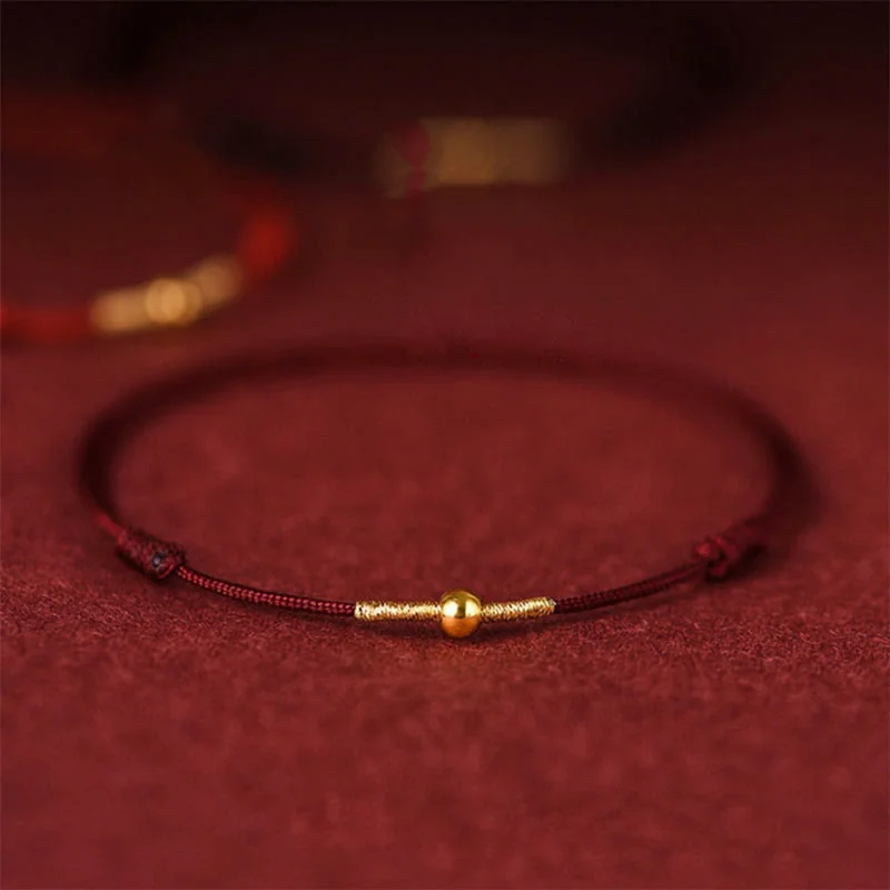 Casual Bracelets for Men with Simple Design-Buddha Stones 925 Sterling Silver Golden Bead Protection Braided Rope Bracelet Anklet Casual Bracelets for Men with Simple Design-Buddha Stones 925 Sterling Silver Golden Bead Protection Braided Rope Bracelet Anklet