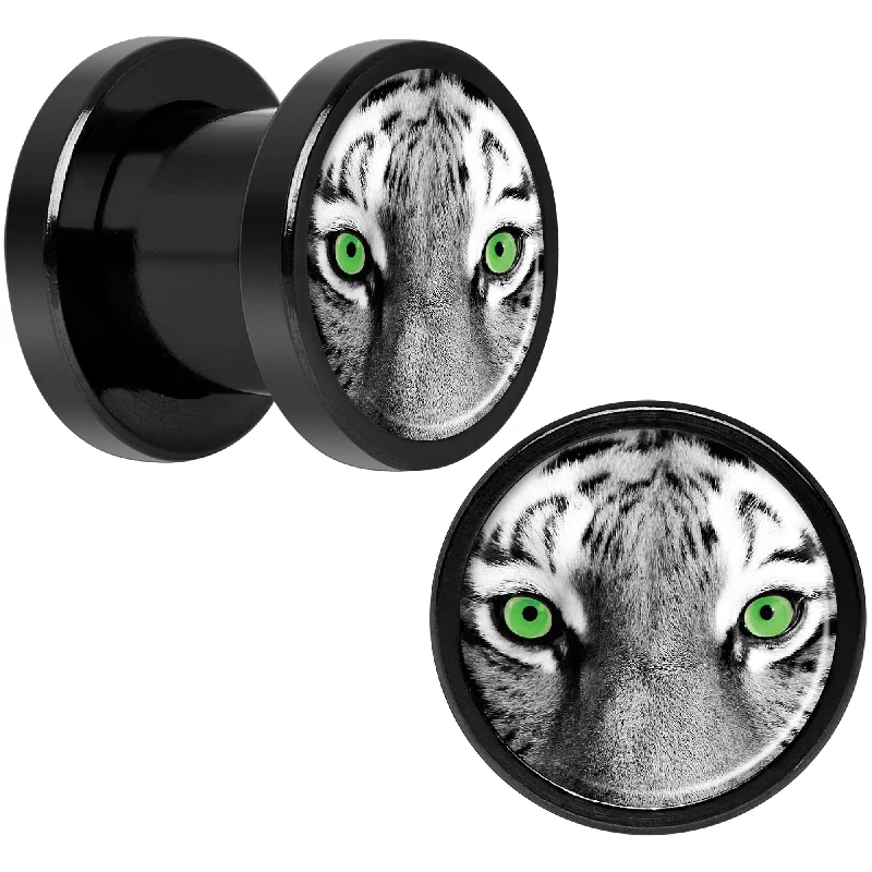 Women's Earrings – Elegant Designs for Every Personality--Black White Tiger Eyes Black Anodized Screw Fit Plug Set 0 Gauge Women's Earrings – Elegant Designs for Every Personality--Black White Tiger Eyes Black Anodized Screw Fit Plug Set 0 Gauge