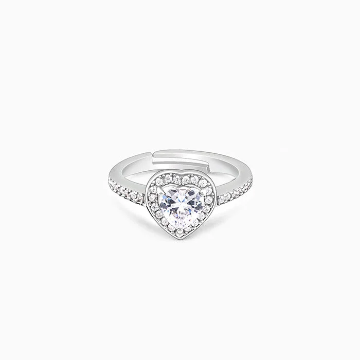 Chic Women's Rings for Fashion-Forward Looks-Silver Hearts Harmony Ring