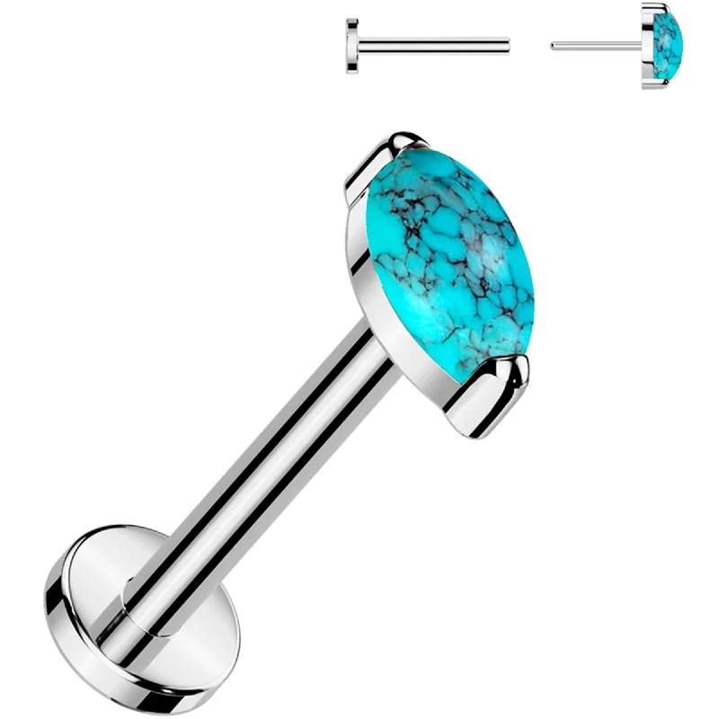 Women's Earrings – Elegant Designs for Every Personality--18 Gauge 5/16 Natural Turquoise Oval Medical Grade Titanium Flat Back Earring