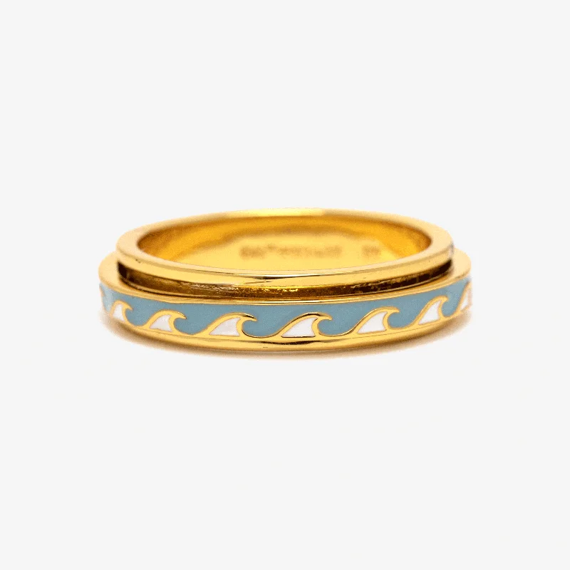 Chic Women's Rings for Fashion-Forward Looks-Enamel Fin Fidget Ring