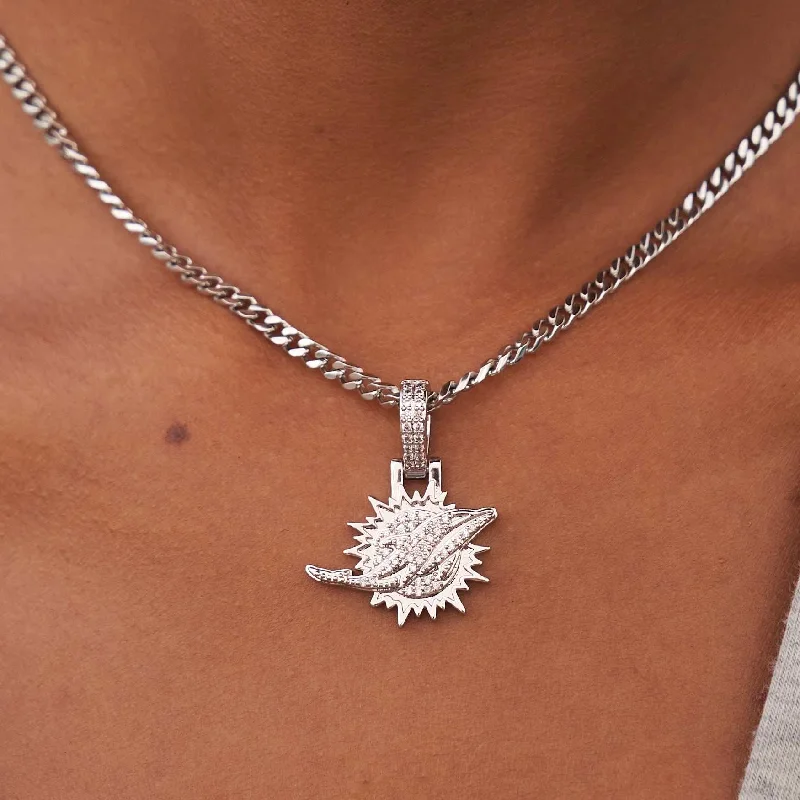 Shop Classic Women's Necklaces & Pendants with a Modern Twist-Miami Dolphins Official NFL Micro Logo Pendant - White Gold Shop Classic Women's Necklaces & Pendants with a Modern Twist-Miami Dolphins Official NFL Micro Logo Pendant - White Gold