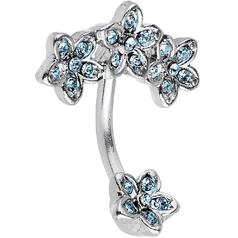 Beautiful Belly Rings with Shiny Detail -Aqua Blue Gem Flippy Flower Reversbile Top Mount Belly Ring Beautiful Belly Rings with Shiny Detail -Aqua Blue Gem Flippy Flower Reversbile Top Mount Belly Ring