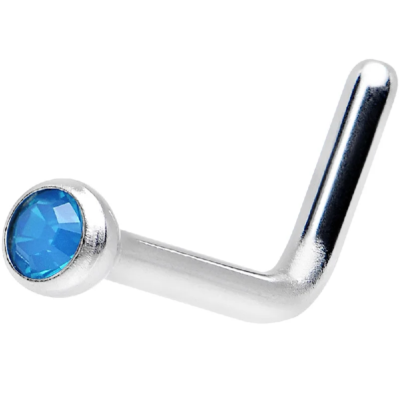 Trendy Gold Nose Rings -18 Gauge Caribbean L-Shaped Nose Ring Created with Crystals