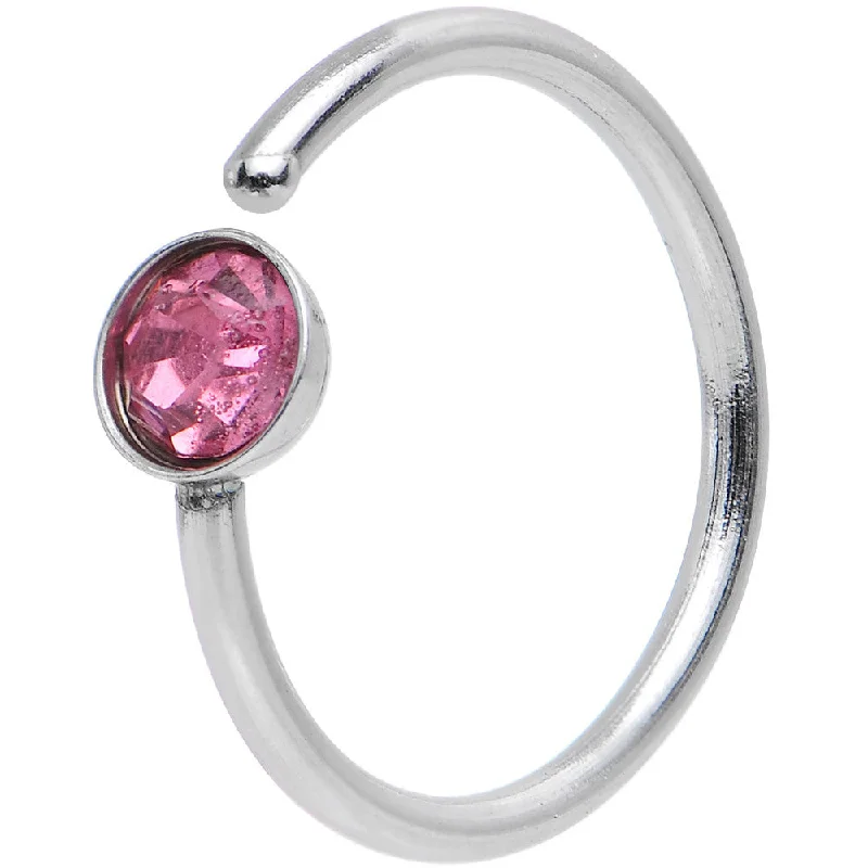 Glamorous Nose Rings for Fashion -20 Gauge 5/16 Stainless Steel Bright Pink Gem Round Nose Hoop Glamorous Nose Rings for Fashion -20 Gauge 5/16 Stainless Steel Bright Pink Gem Round Nose Hoop