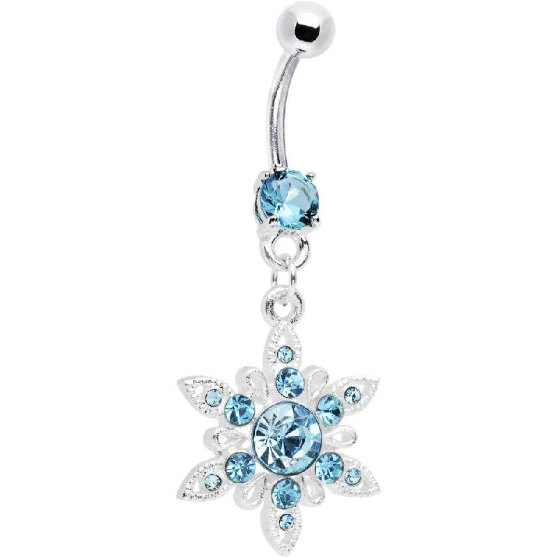 Comfortable Belly Rings for Fashion-Loving Women -Aqua CZ Spectacular Flower Belly Ring Comfortable Belly Rings for Fashion-Loving Women -Aqua CZ Spectacular Flower Belly Ring
