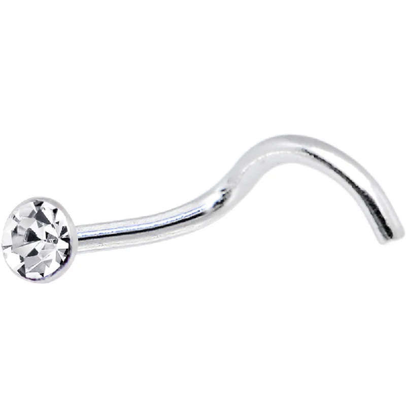 Black Nose Rings -Sterling Silver 1.6mm Clear Nose Ring Created with Crystals