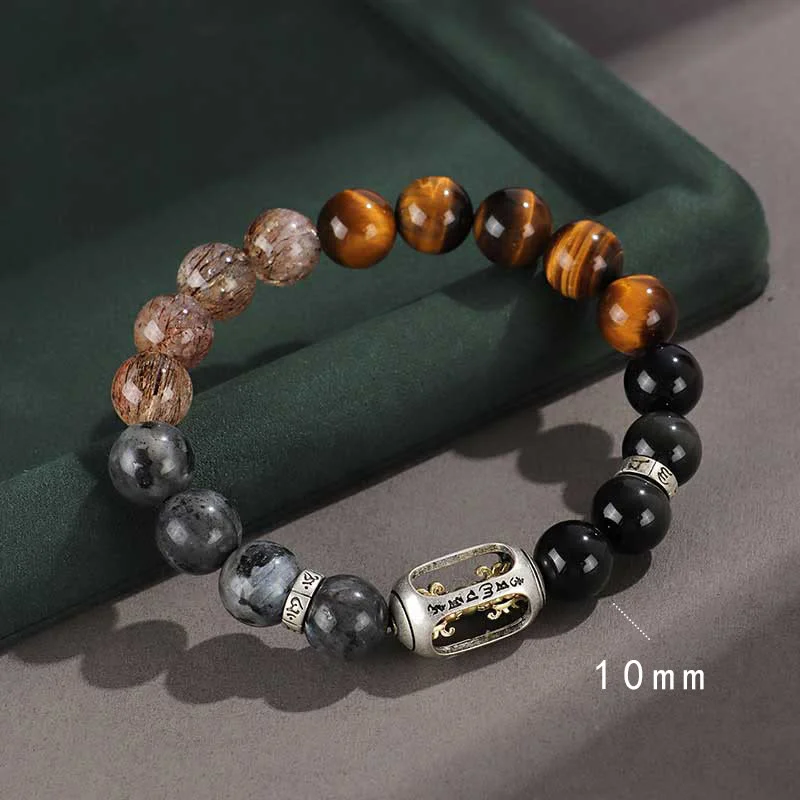 Simple Wrist Bracelets for Men-Buddha Stones 925 Sterling Silver Black Onyx Gold Sheen Obsidian Lava Rock Tiger Eye Six True Words Wealth Protection Bracelet Simple Wrist Bracelets for Men-Buddha Stones 925 Sterling Silver Black Onyx Gold Sheen Obsidian Lava Rock Tiger Eye Six True Words Wealth Protection Bracelet