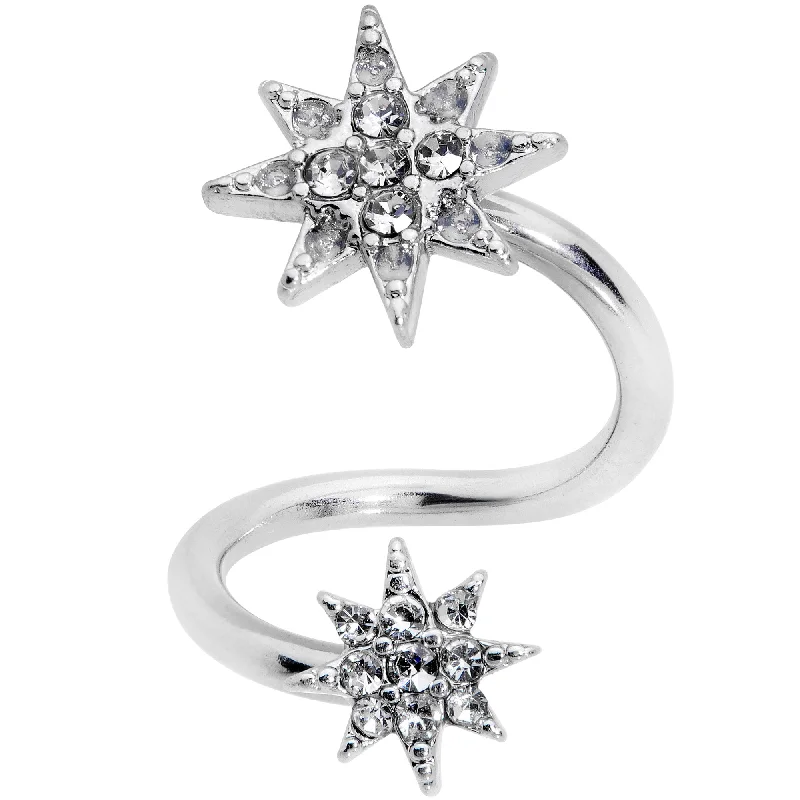 Bold and Stylish Lip Rings14 Gauge 3/8 Clear Gem Double Eight Pointed Star Twister Belly Ring Bold and Stylish Lip Rings14 Gauge 3/8 Clear Gem Double Eight Pointed Star Twister Belly Ring