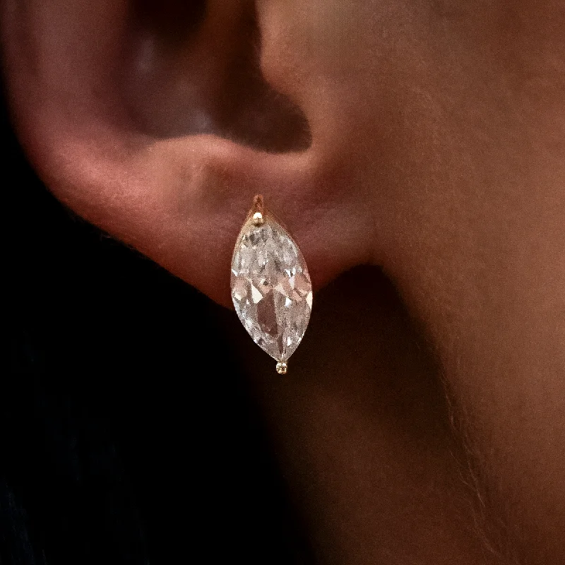 Women's Earrings – Elegant Designs for Every Personality--7mm Marquise Cut Diamond Stud Earrings in Yellow Gold