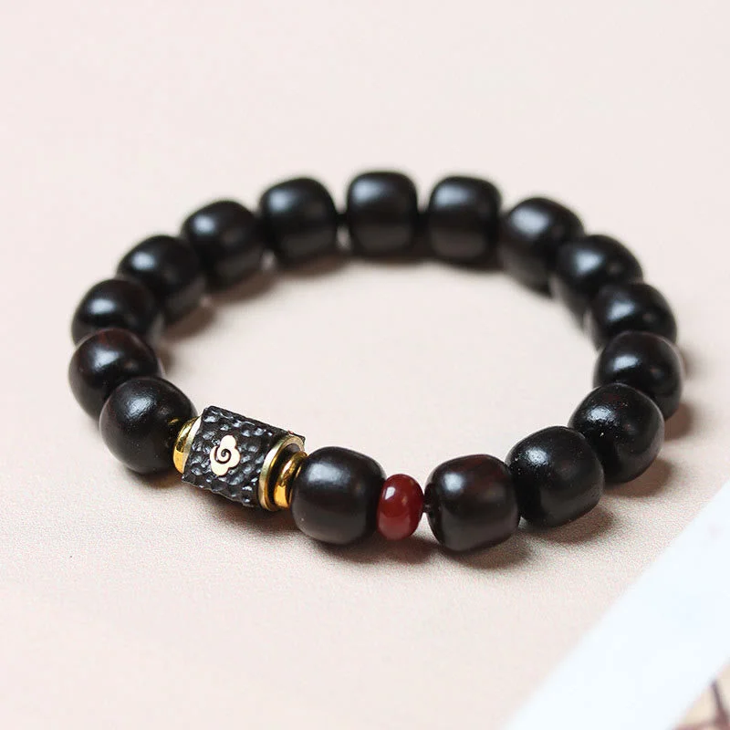 Men's Adjustable Cuff Bracelets-Buddha Stones Ebony Wood Auspicious Clouds Engraved Calm Bracelet Men's Adjustable Cuff Bracelets-Buddha Stones Ebony Wood Auspicious Clouds Engraved Calm Bracelet