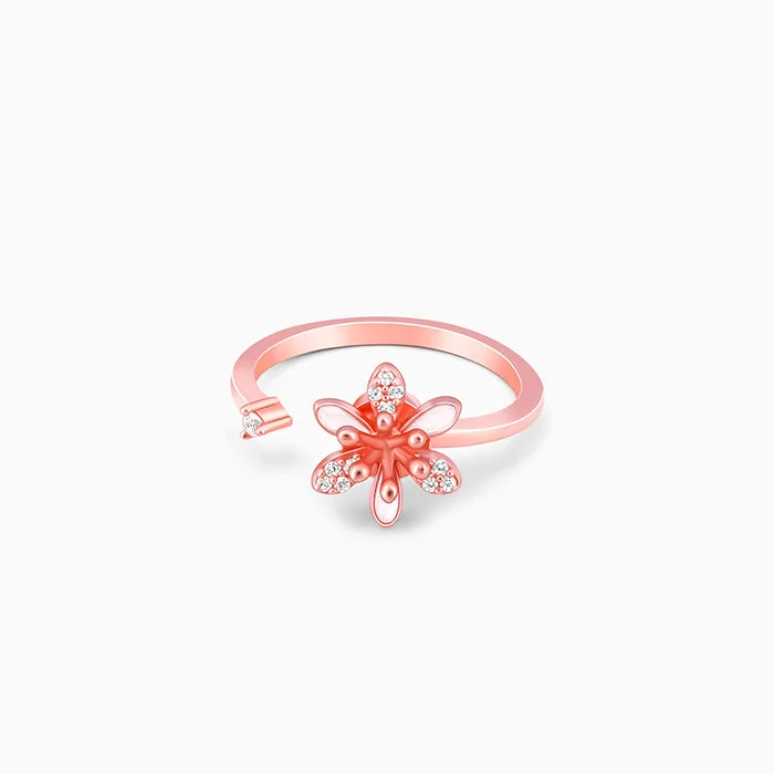 Chic Women's Rings for Fashion-Forward Looks-Rose Gold Cherished Safed Musli Spin Ring