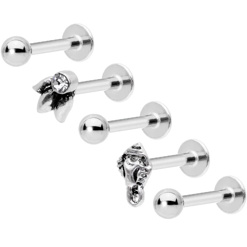 Lip Rings for a Timeless Look16 Gauge 5/16 Clear Gem Lotus Flower Elephant Cartilage Tragus Earring Set Lip Rings for a Timeless Look16 Gauge 5/16 Clear Gem Lotus Flower Elephant Cartilage Tragus Earring Set