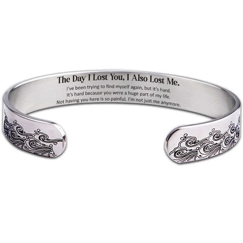 Personalized Stainless Steel Bracelets for Men-Buddha Stones The Day I Lost You Memorial Harmony Bracelet Bangle
