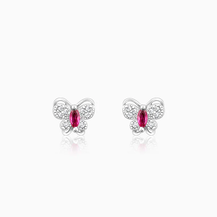 Women's Earrings – Elegant Designs for Every Personality--Silver Pop Pink Studded Butterfly Studs Women's Earrings – Elegant Designs for Every Personality--Silver Pop Pink Studded Butterfly Studs