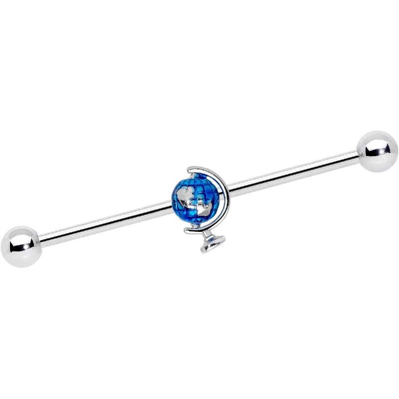 Women's Earrings – Elegant Designs for Every Personality--14 Gauge Globe Earth Industrial Barbell 38mm Women's Earrings – Elegant Designs for Every Personality--14 Gauge Globe Earth Industrial Barbell 38mm