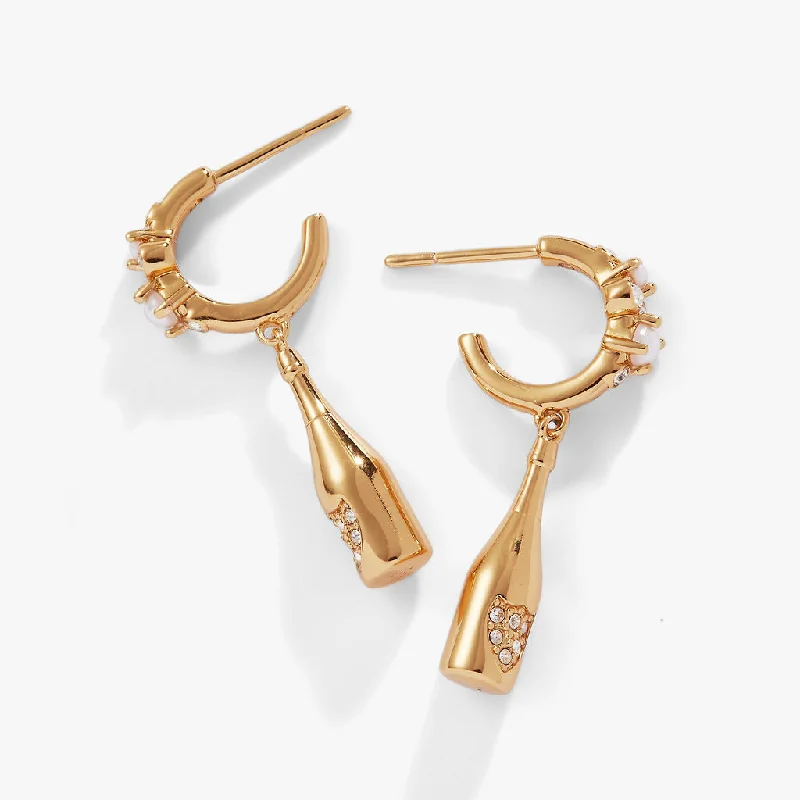 Women's Earrings – Elegant Designs for Every Personality--Champagne Drop Huggie Hoop Earrings