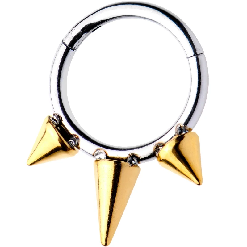 Lip Rings for Simple and Elegant Style16 Gauge 5/16 Gold Tone Spike Punk Hinged Segment Ring