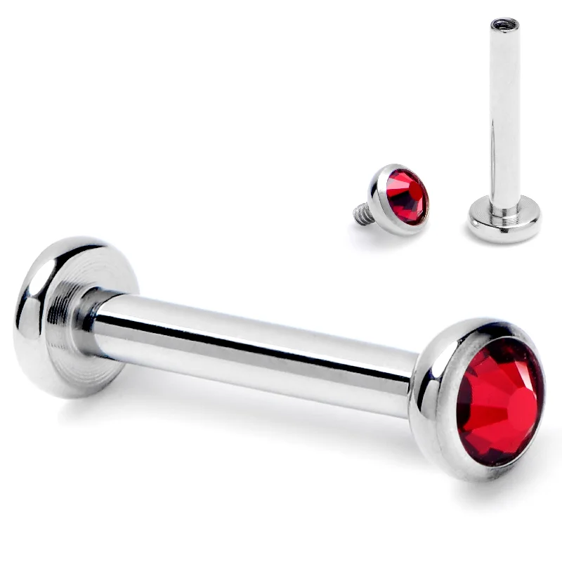 Bold Lip Rings for Statement Piercings16 Gauge 5/16 Red CZ Gem ASTM F-136 Implant Grade Titanium Internally Threaded Labret