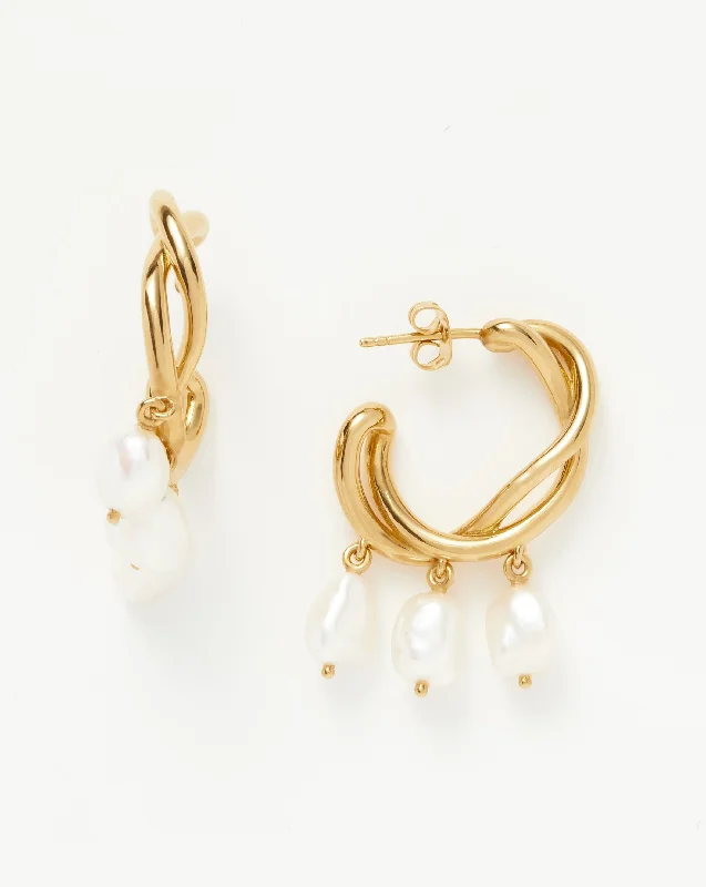 Women's Earrings – Elegant Designs for Every Personality--Molten Baroque Pearl Drop Hoop Earrings Women's Earrings – Elegant Designs for Every Personality--Molten Baroque Pearl Drop Hoop Earrings