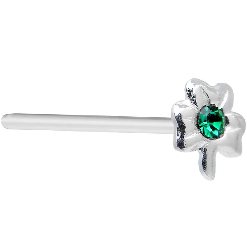 Affordable Nose Rings for Unique Styles -925 Sterling Silver 22 Gauge Green CZ Shamrock Bendable Nose Bone Affordable Nose Rings for Unique Styles -925 Sterling Silver 22 Gauge Green CZ Shamrock Bendable Nose Bone