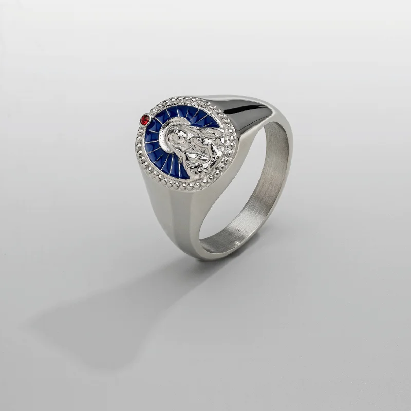 Top Men's Rings – Crafted for Every Style  Enamel Virgin Mary Signet Ring (Silver)