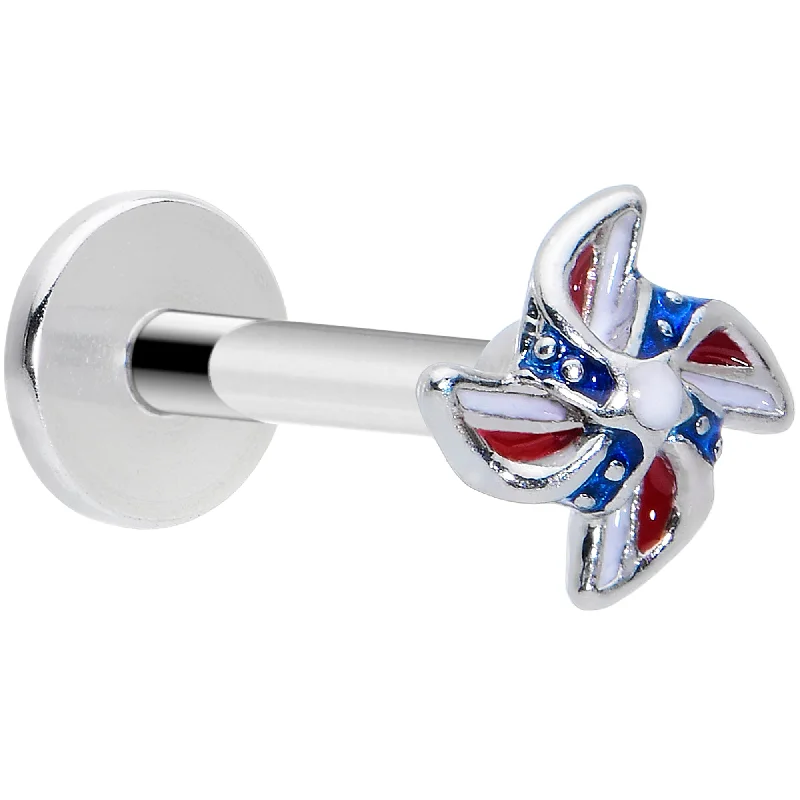Simple Lip Rings for Clean Look16 Gauge 5/16 Patriotic Pinwheel Labret Monroe Tragus