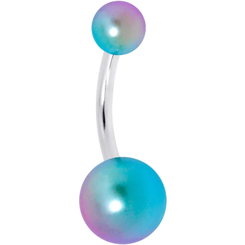Comfortable Belly Rings with Elegant Detailing -Teal Pink Pearlescent Acrylic Ball Belly Ring Comfortable Belly Rings with Elegant Detailing -Teal Pink Pearlescent Acrylic Ball Belly Ring