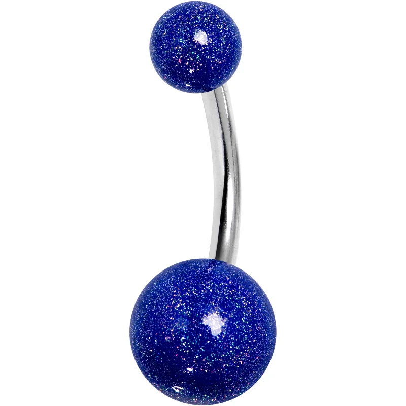 Designer Belly Rings with Creative Details -Shimmer Midnight Blue Ends Belly Ring