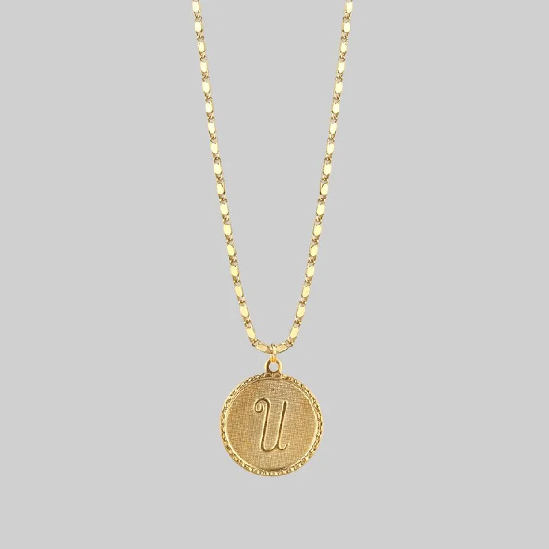 Shop Classic Women's Necklaces & Pendants with a Modern Twist-Initial Medallion Gold Necklace (N - Z) Shop Classic Women's Necklaces & Pendants with a Modern Twist-Initial Medallion Gold Necklace (N - Z)