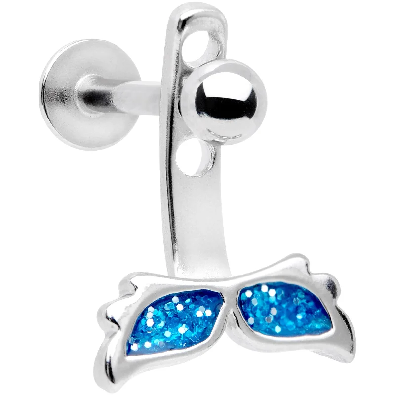 Women's Earrings – Elegant Designs for Every Personality--Blue Glitter Mermaid Tail Dangle Cartilage Tragus Helix Piercing