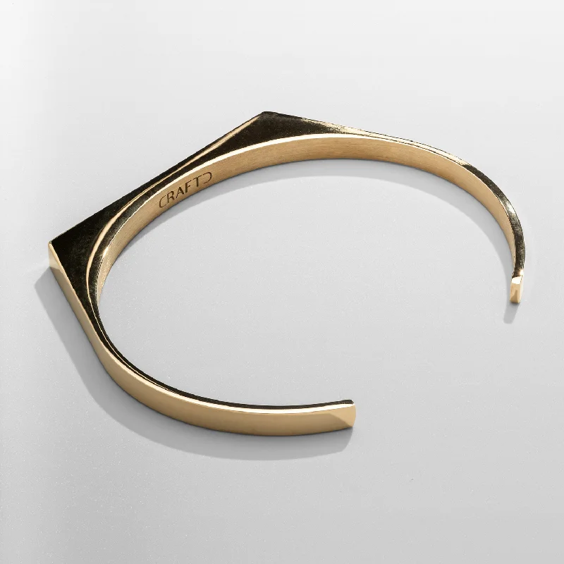 Men's Bracelets with Minimalist Silver Designs-Rectangle Bangle 5mm (Gold)