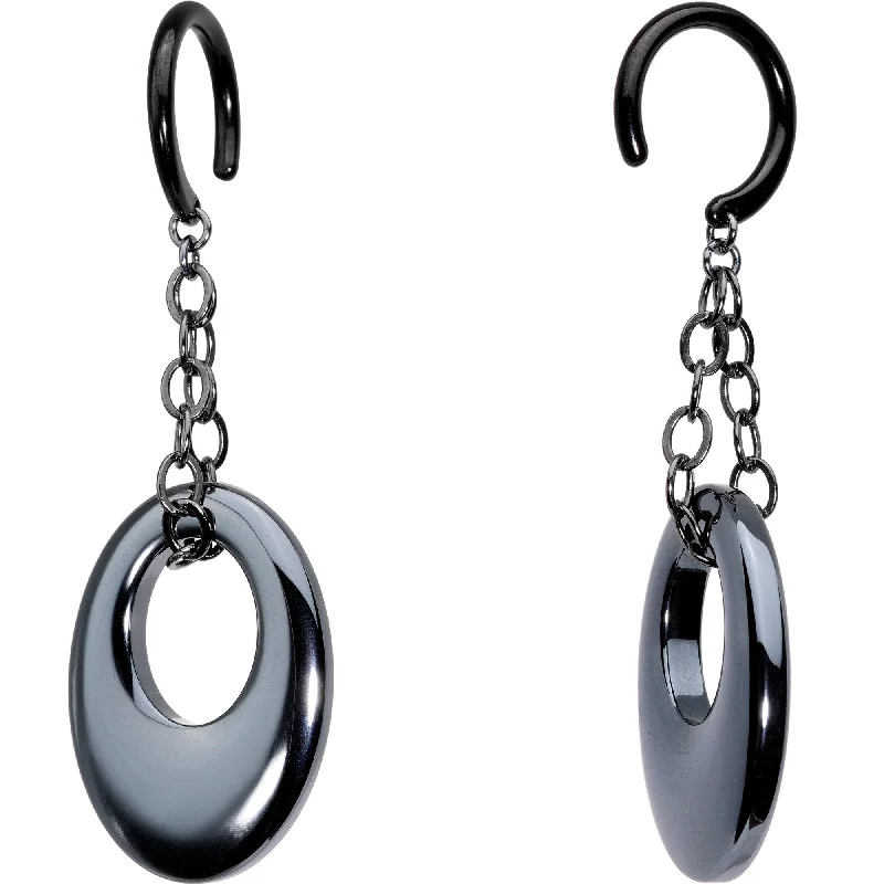 Women's Earrings – Elegant Designs for Every Personality--Handcrafted Black Plated Hematite Clothoid Loop Chain Ear Weights