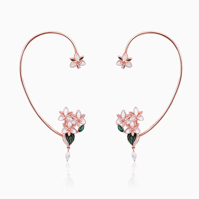 Women's Earrings – Elegant Designs for Every Personality--Rose Gold Trillium Ear Cuffs Women's Earrings – Elegant Designs for Every Personality--Rose Gold Trillium Ear Cuffs