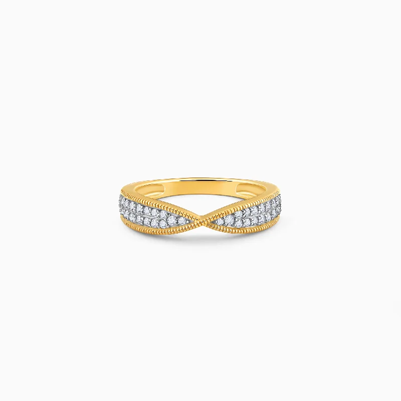 Chic Women's Rings for Fashion-Forward Looks-Gold Twined Desire Diamond Ring