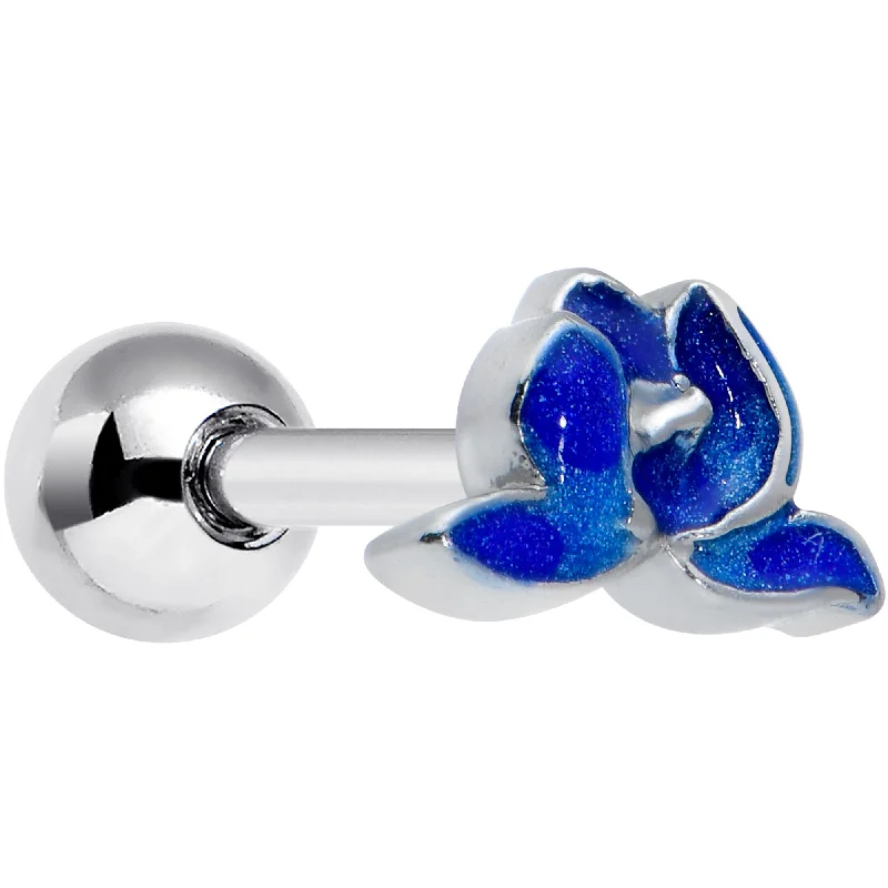 Women's Earrings – Elegant Designs for Every Personality--16 Gauge 1/4 Lovely Blue Lotus Flower Cartilage Tragus Earring Women's Earrings – Elegant Designs for Every Personality--16 Gauge 1/4 Lovely Blue Lotus Flower Cartilage Tragus Earring