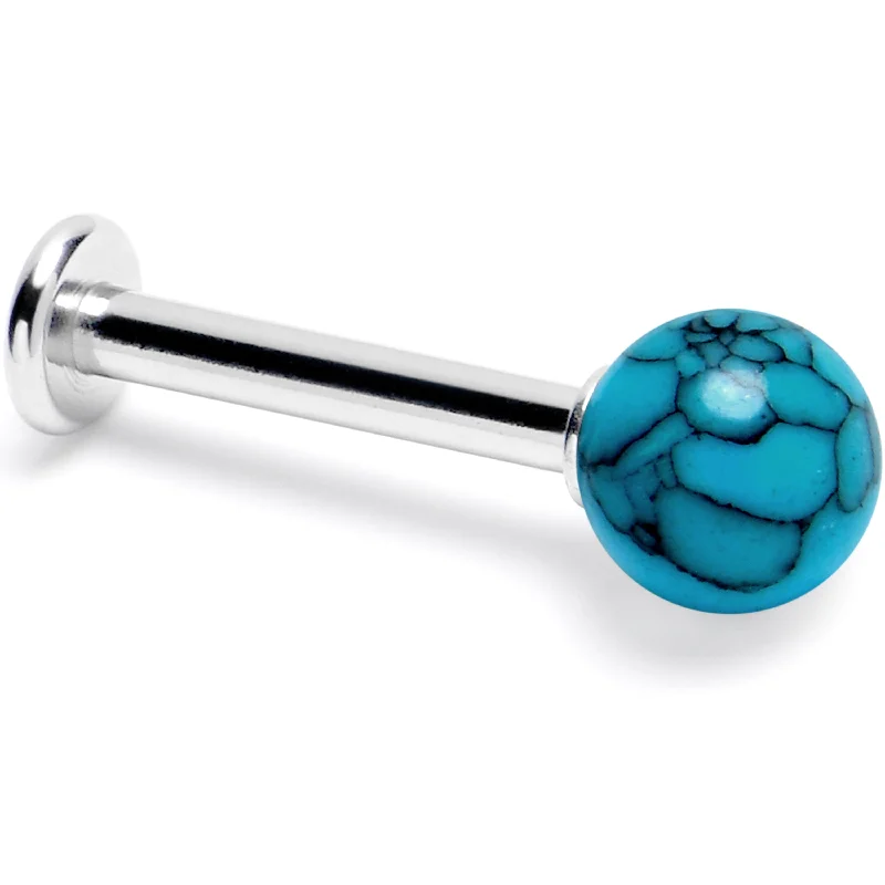 Trendy Lip Rings for Fashionistas14 Gauge 3/8 Blue Turquoise Natural Stone Labret Tragus Earring Trendy Lip Rings for Fashionistas14 Gauge 3/8 Blue Turquoise Natural Stone Labret Tragus Earring