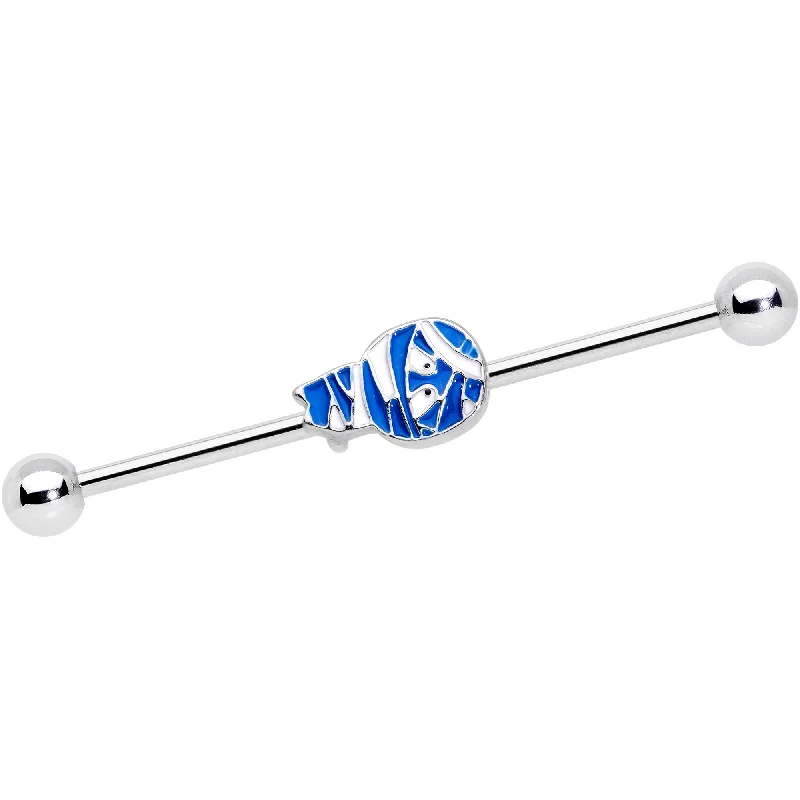 Women's Earrings – Elegant Designs for Every Personality--14 Gauge Blue White Mummy Halloween Industrial Barbell 38mm Women's Earrings – Elegant Designs for Every Personality--14 Gauge Blue White Mummy Halloween Industrial Barbell 38mm