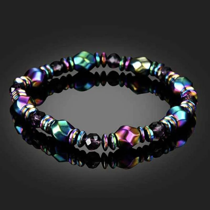 High-End Metal Bracelets for Men-Buddha Stones Rainbow Hematite Wellness Bracelet