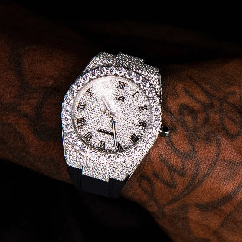 Exclusive Men's Necklaces & Pendants for the Modern Gentleman-42MM Fully Iced Alpha Era® 316 w/ Rubber Strap Exclusive Men's Necklaces & Pendants for the Modern Gentleman-42MM Fully Iced Alpha Era® 316 w/ Rubber Strap